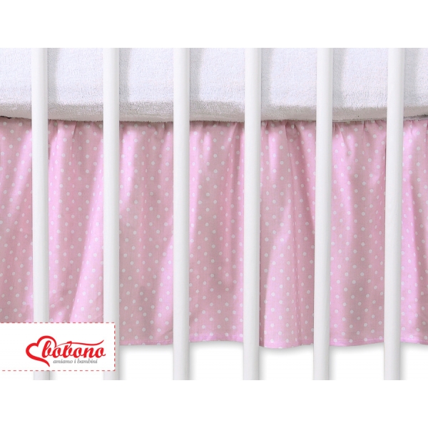 Fest gefaltete Rüsche für Babybett 140x70cm - Hängende Herzen Rosa-Punktemuster