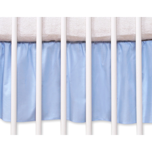Fest gefaltete Rüsche für Babybett 70x140cm  - Hängende Herzen blau