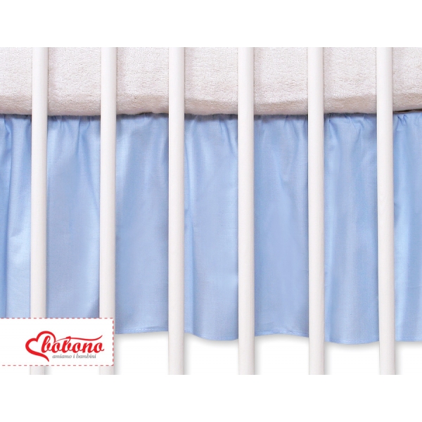 Fest gefaltete Rüsche für Babybett 70x140cm  - Hängende Herzen blau