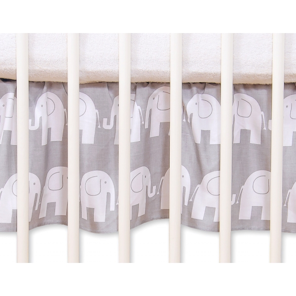 Fest gefaltete Rüsche für Kinderbett 120cm -Simple Elefanten grau