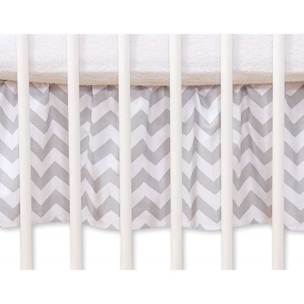 Fest gefaltete Rüsche für Kinderbett 140cm -Simple Chevron grau