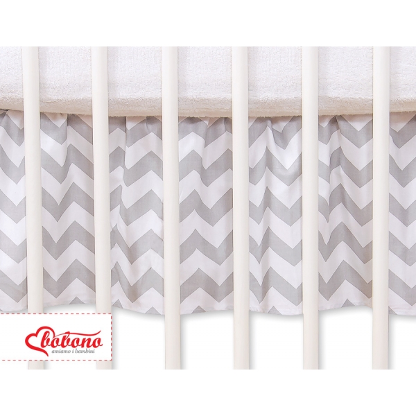 Fest gefaltete Rüsche für Kinderbett 140cm -Simple Chevron grau