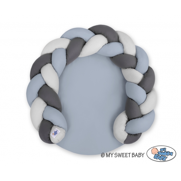 Geflochene Babynest / Spielmatte 2 in1 - pastellblau- grau - anthrazit