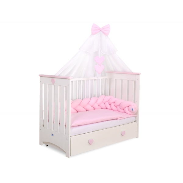 Geflochtene Bettschlange rosa pink für Baby Babybett
