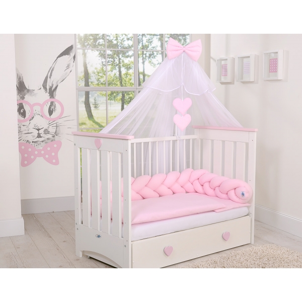 Geflochtene Bettschlange rosa pink für Baby Babybett