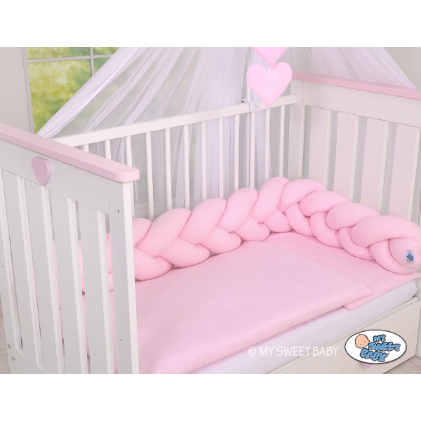 Geflochtene Bettschlange rosa pink für Baby Babybett