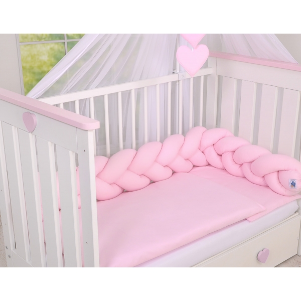 Geflochtene Bettschlange rosa pink für Baby Babybett