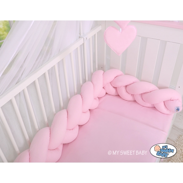 Geflochtene Bettschlange rosa pink für Baby Babybett