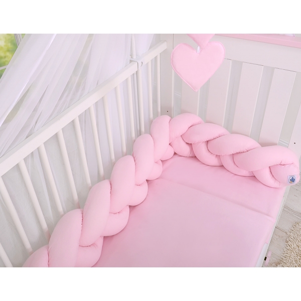 Geflochtene Bettschlange rosa pink für Baby Babybett