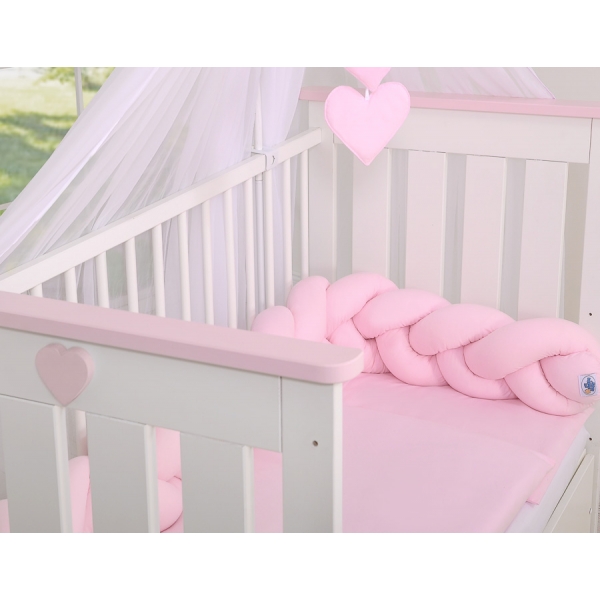Geflochtene Bettschlange rosa pink für Baby Babybett