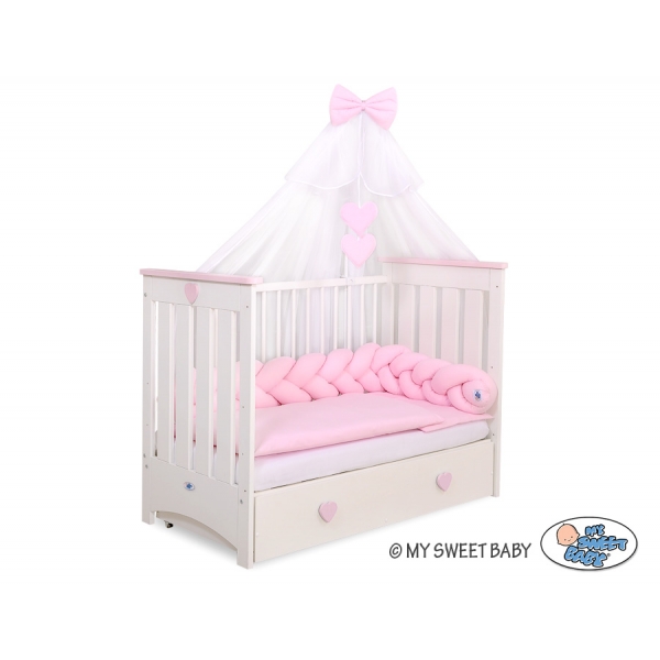 Geflochtene Bettschlange rosa pink für Baby Babybett