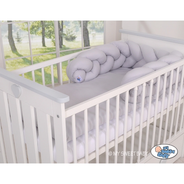 Geflochtene Bettschlange für Babybett-grau