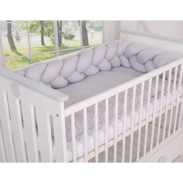 Geflochtene Bettschlange für Babybett-grau