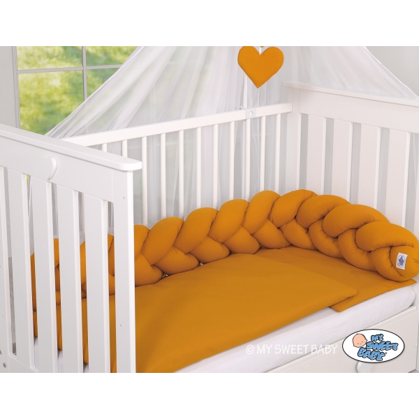 Geflochtene Bettschlange für Babybett - honiggelb Bettschlange Zopf