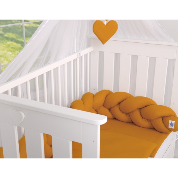 Geflochtene Bettschlange für Babybett - honiggelb Bettschlange Zopf