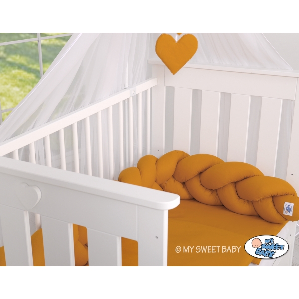 Geflochtene Bettschlange für Babybett - honiggelb Bettschlange Zopf