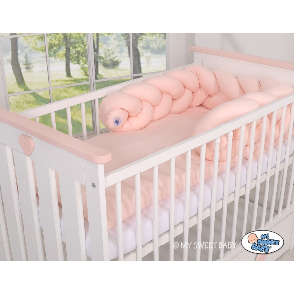 Geflochtene Bettschlange für Babybett-puderrosa