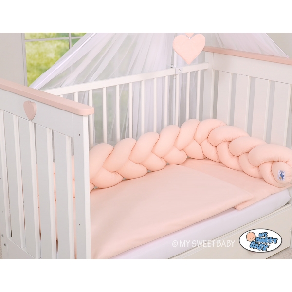 Geflochtene Bettschlange für Babybett-puderrosa