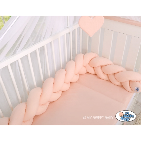 Geflochtene Bettschlange für Babybett-puderrosa