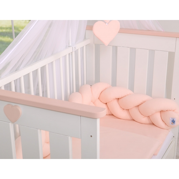 Geflochtene Bettschlange für Babybett-puderrosa
