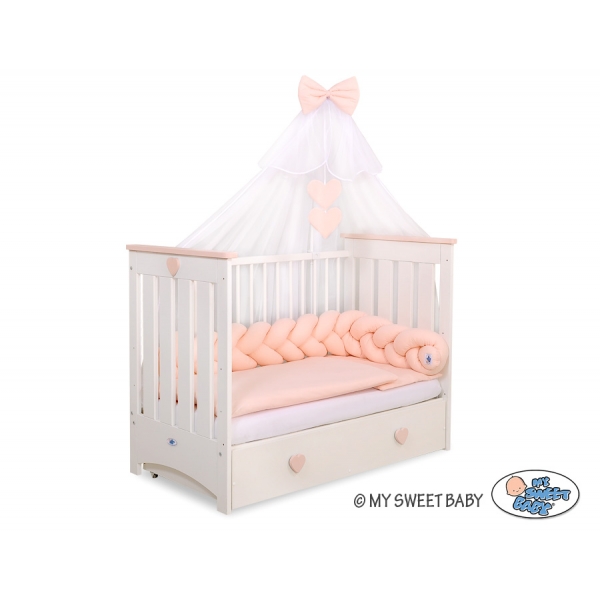 Geflochtene Bettschlange für Babybett-puderrosa