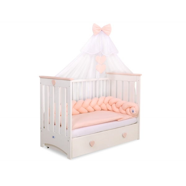 Geflochtene Bettschlange für Babybett-puderrosa