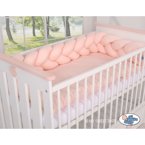 Geflochtene Bettschlange für Babybett-puderrosa