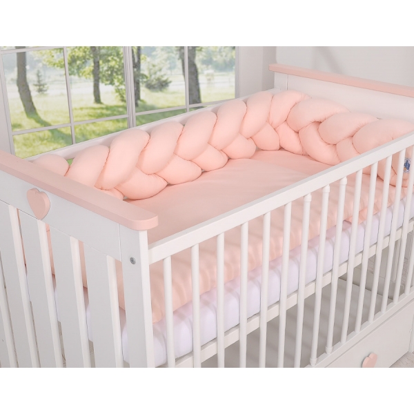 Geflochtene Bettschlange für Babybett-puderrosa
