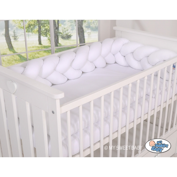 Geflochtene Bettschlange für Babybett-weiß Baumwolle Bettumrandung