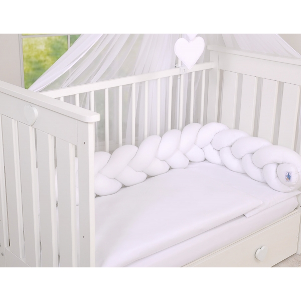 Geflochtene Bettschlange für Babybett-weiß Baumwolle Bettumrandung