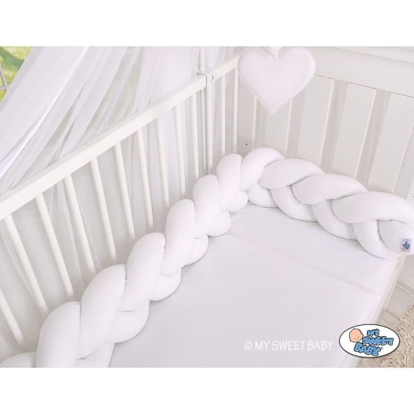 Geflochtene Bettschlange für Babybett-weiß Baumwolle Bettumrandung