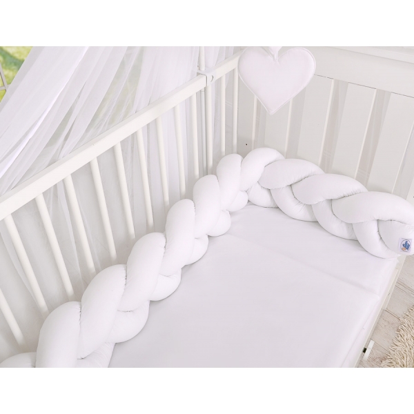 Geflochtene Bettschlange für Babybett-weiß Baumwolle Bettumrandung