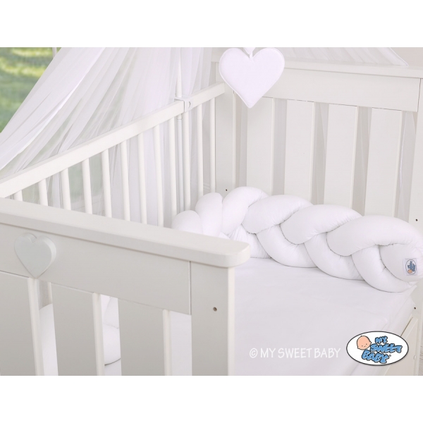 Geflochtene Bettschlange für Babybett-weiß Baumwolle Bettumrandung