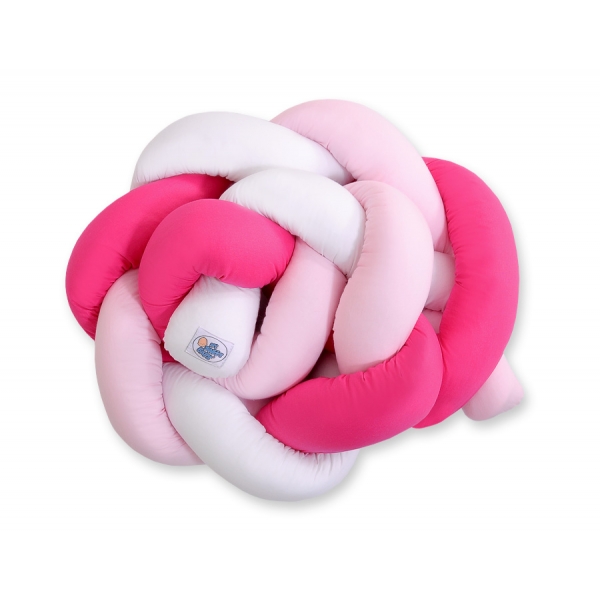 Pink Geflochtene Bettschlange für Babybett - weiß-dunkelrosa - rosa