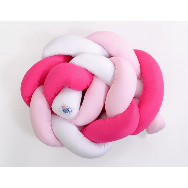 Pink Geflochtene Bettschlange für Babybett - weiß-dunkelrosa - rosa