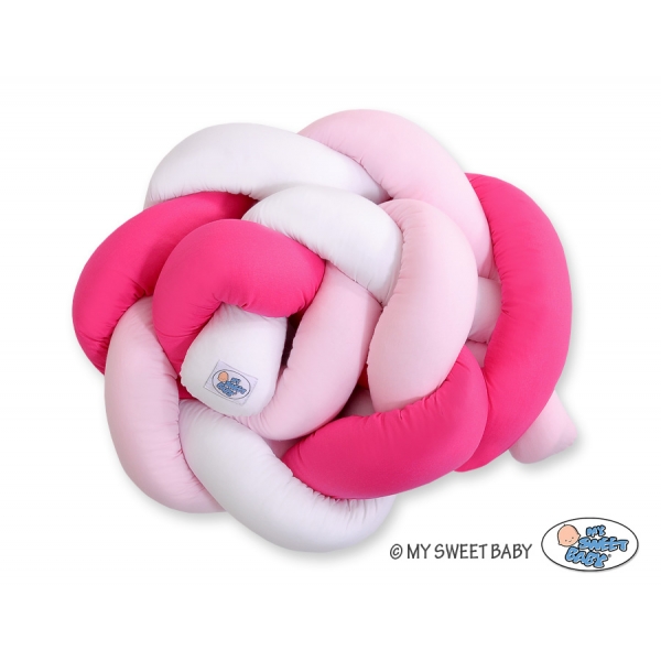 Pink Geflochtene Bettschlange für Babybett - weiß-dunkelrosa - rosa