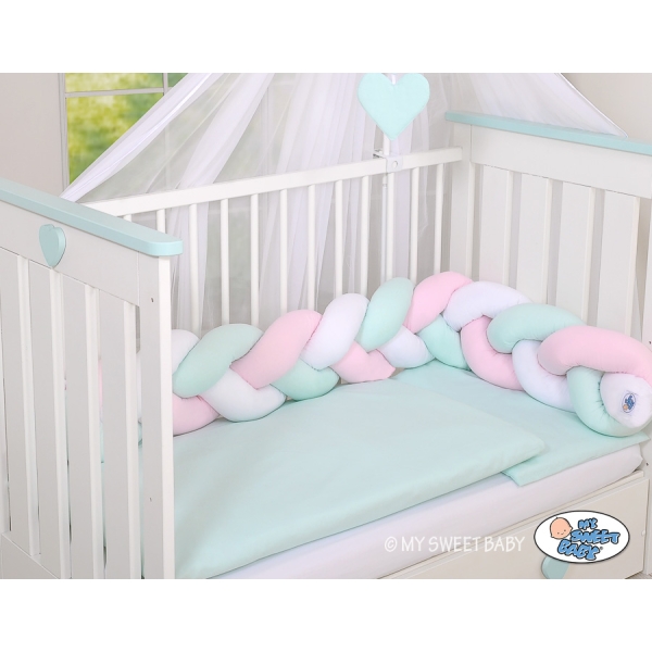 Bettschlange Zopf Mint rosa Weiß