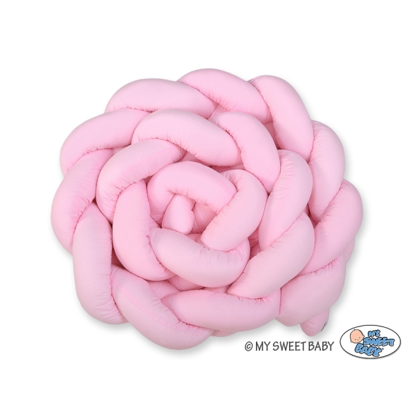 Geflochtene Bettschlange für Babybett XXL 360cm - rosa pink für Mädchen