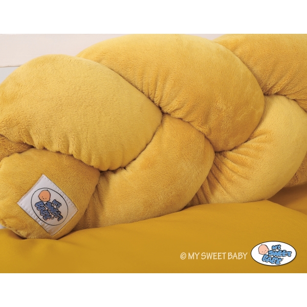 Geflochtene Bettschlange Nestchen minky 180cm - Kopfschutz für Babybett- honig gelb