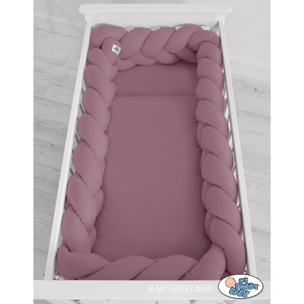 Geflochtene Bettschlange Kopfschutz für Babybett XXL- pastellviolett