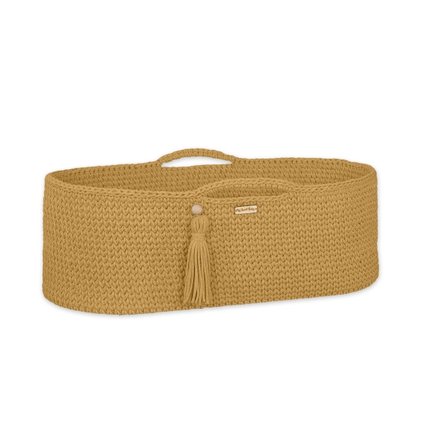 Geflochtener Moseskorb ohne Gestell Boho Stil- honig gelb