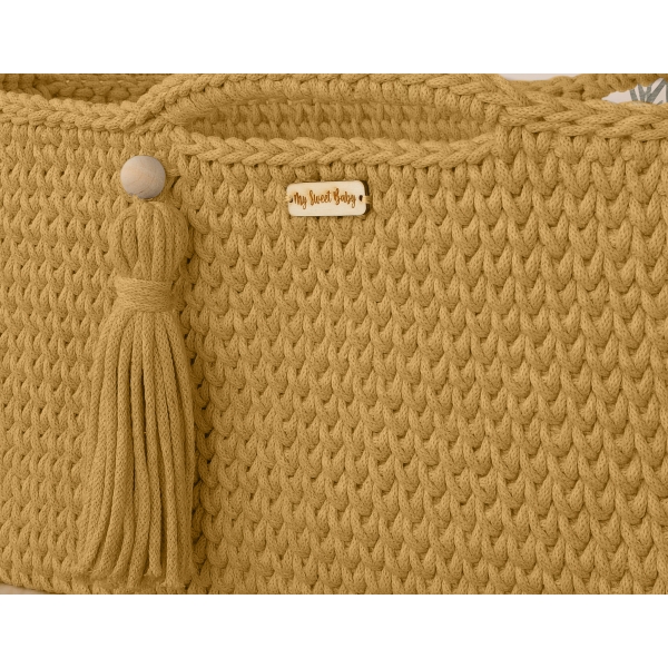 Geflochtener Moseskorb ohne Gestell Boho Stil- honig gelb