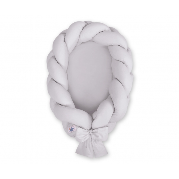 Babynest mit Zopf 2 in 1 Bettumrandung - grau