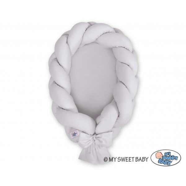 Babynest mit Zopf 2 in 1 Bettumrandung - grau