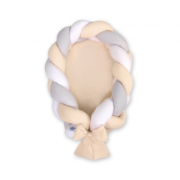 Geflochtenes Babynest 2 in 1 Bettumrandung - weise-grau-beige
