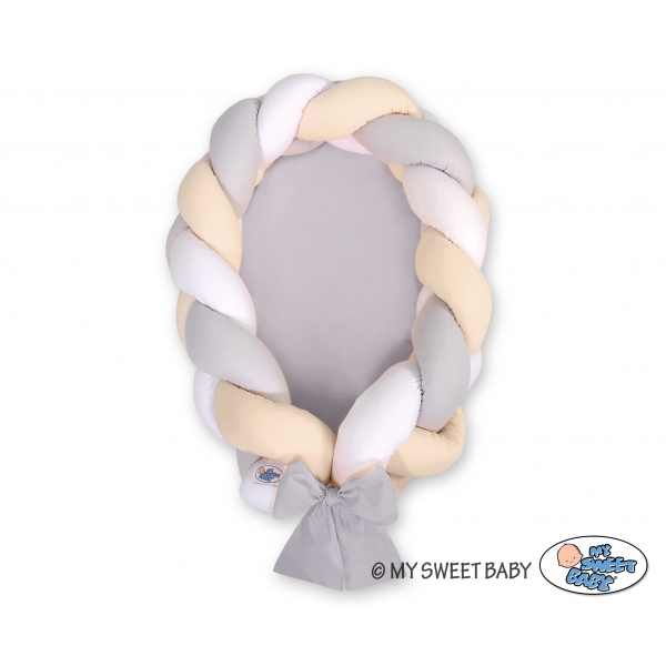 Geflochtene Babynest 2 in 1 Bettumrandung - weise-grau-beige