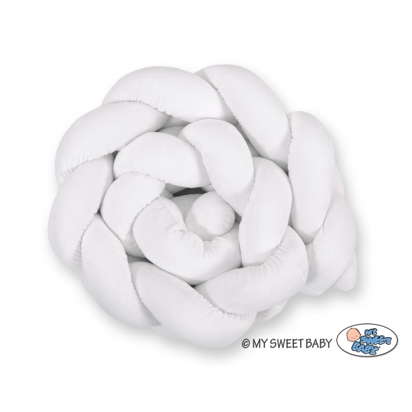 Geflochtene Schlange für Babybett minky 180cm - Kopfschutz Weiß