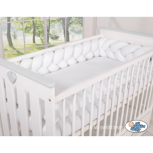 Geflochtene Schlange für Babybett minky 180cm - Kopfschutz Weiß