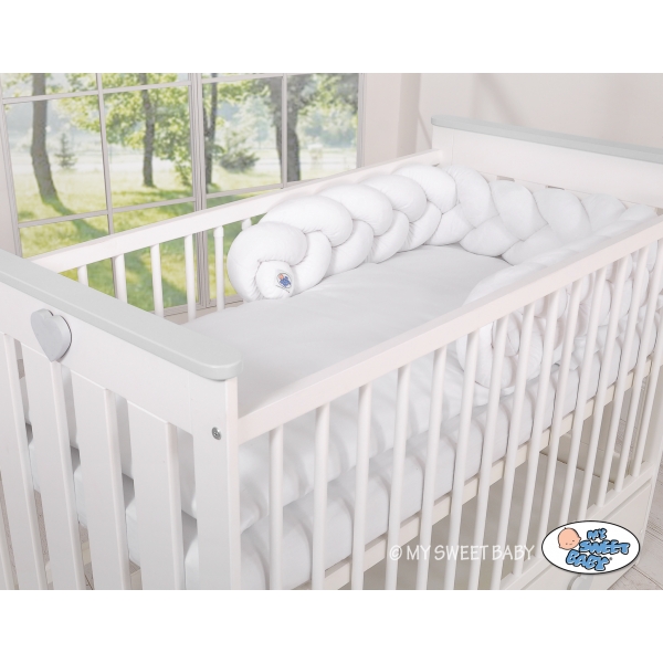 Geflochtene Schlange für Babybett minky 180cm - Kopfschutz Weiß