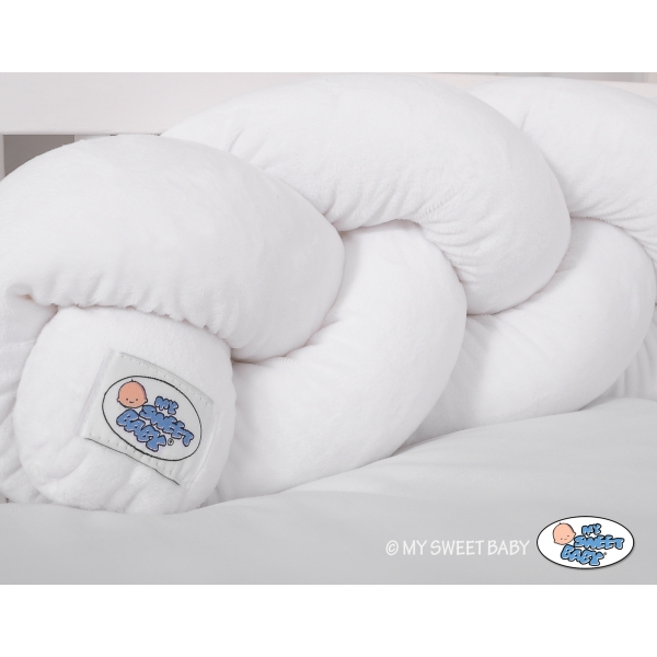 Geflochtene Schlange für Babybett minky 180cm - Kopfschutz Weiß